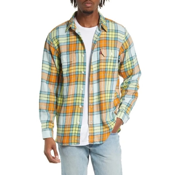 Levis Men’s Jackson Plaid Worker Overshirt in Jones Plaid Starlight Multi - Picture 1 of 6